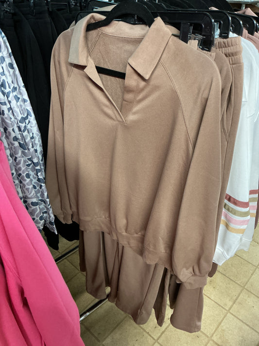 Collared pullover set khaki