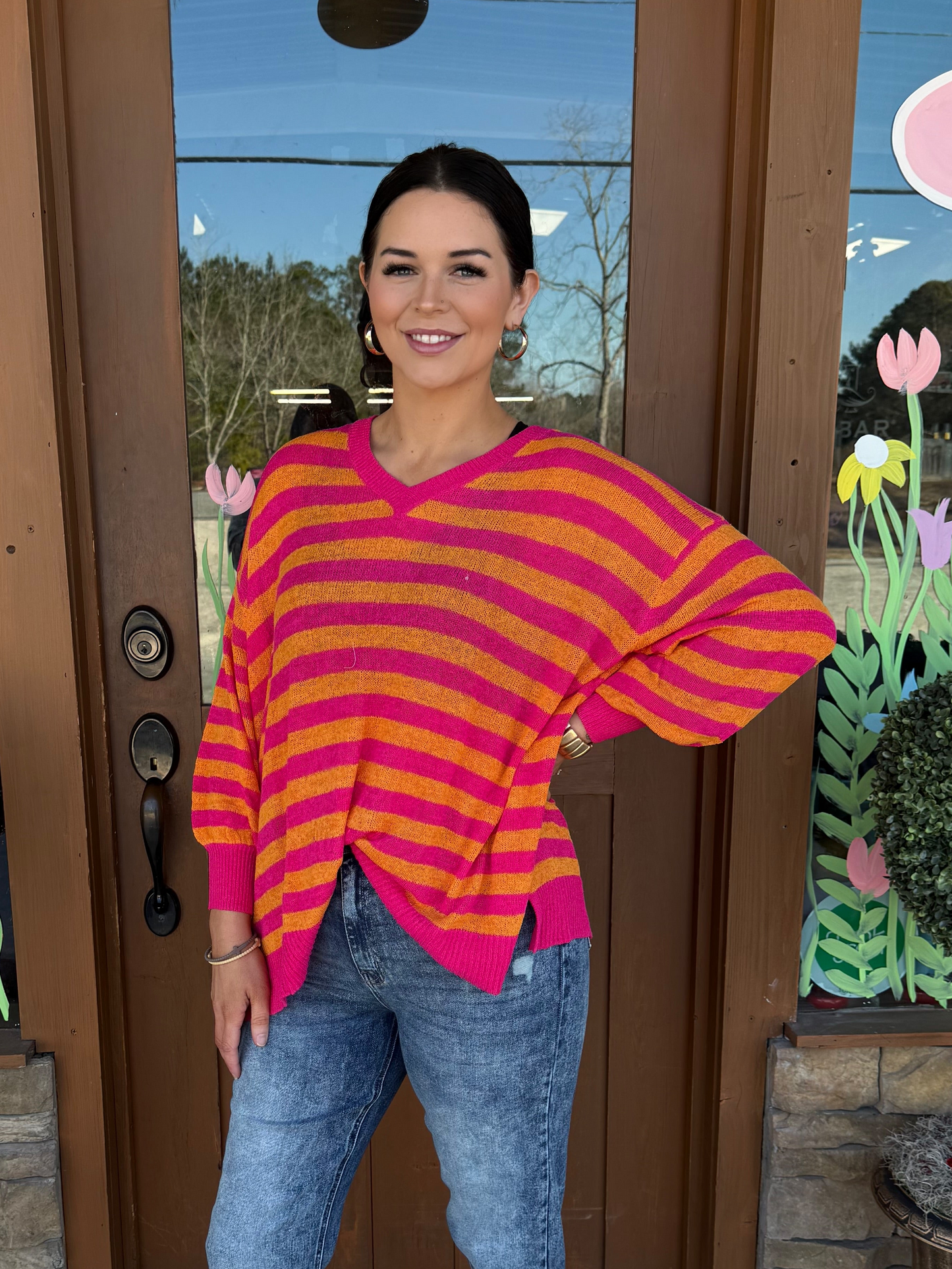 Mudpie pink orange sweater