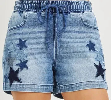 EB Slouchy Star Patched Detailed Shorts