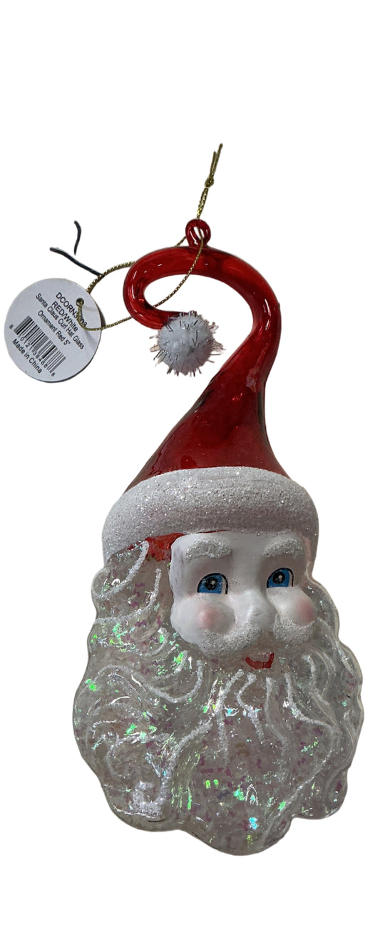 Glass Santa Ornament