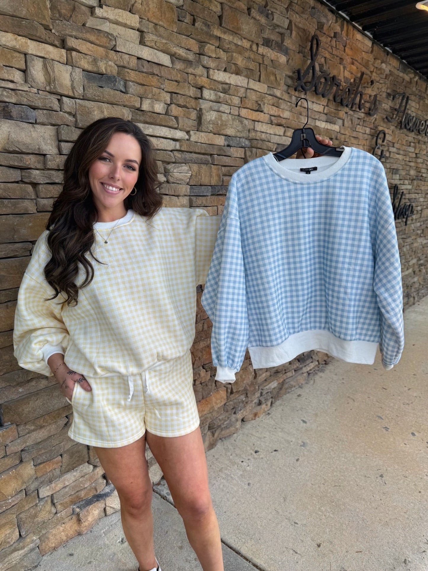 Gingham Blue Short Set