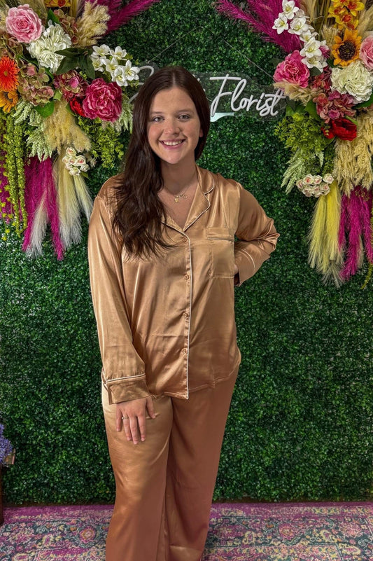 Brush Satin Long Sleeve PJ Set
