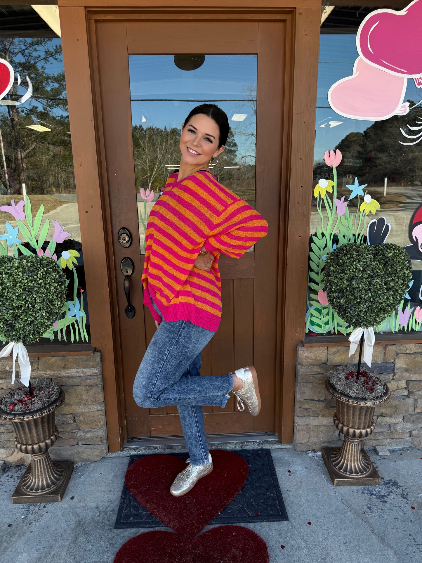 Mudpie pink orange sweater