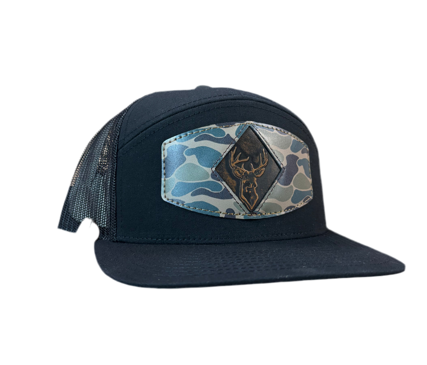 Buck Camo Patch | Black/Black | 7 Panel