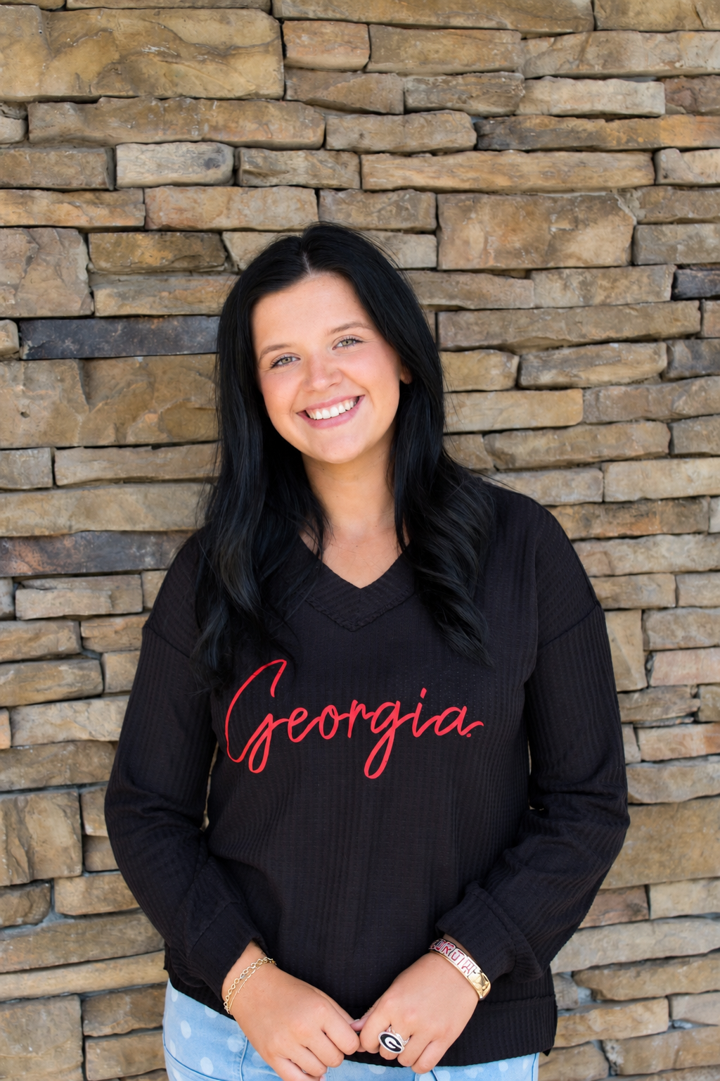 Waffle V-Neck Ga Sweater