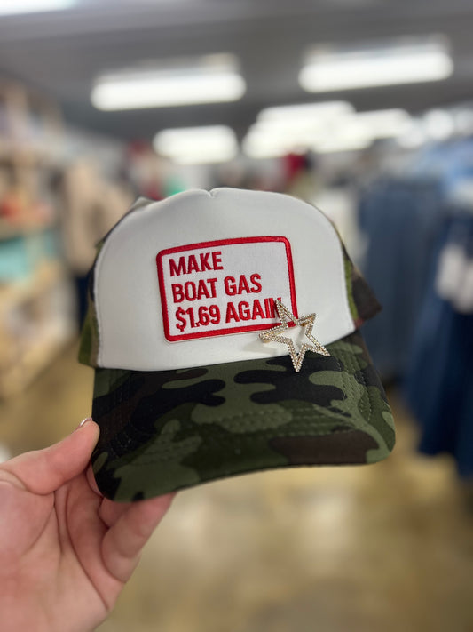Camo Make Boat Gas 1.69 Again Trucker Hat