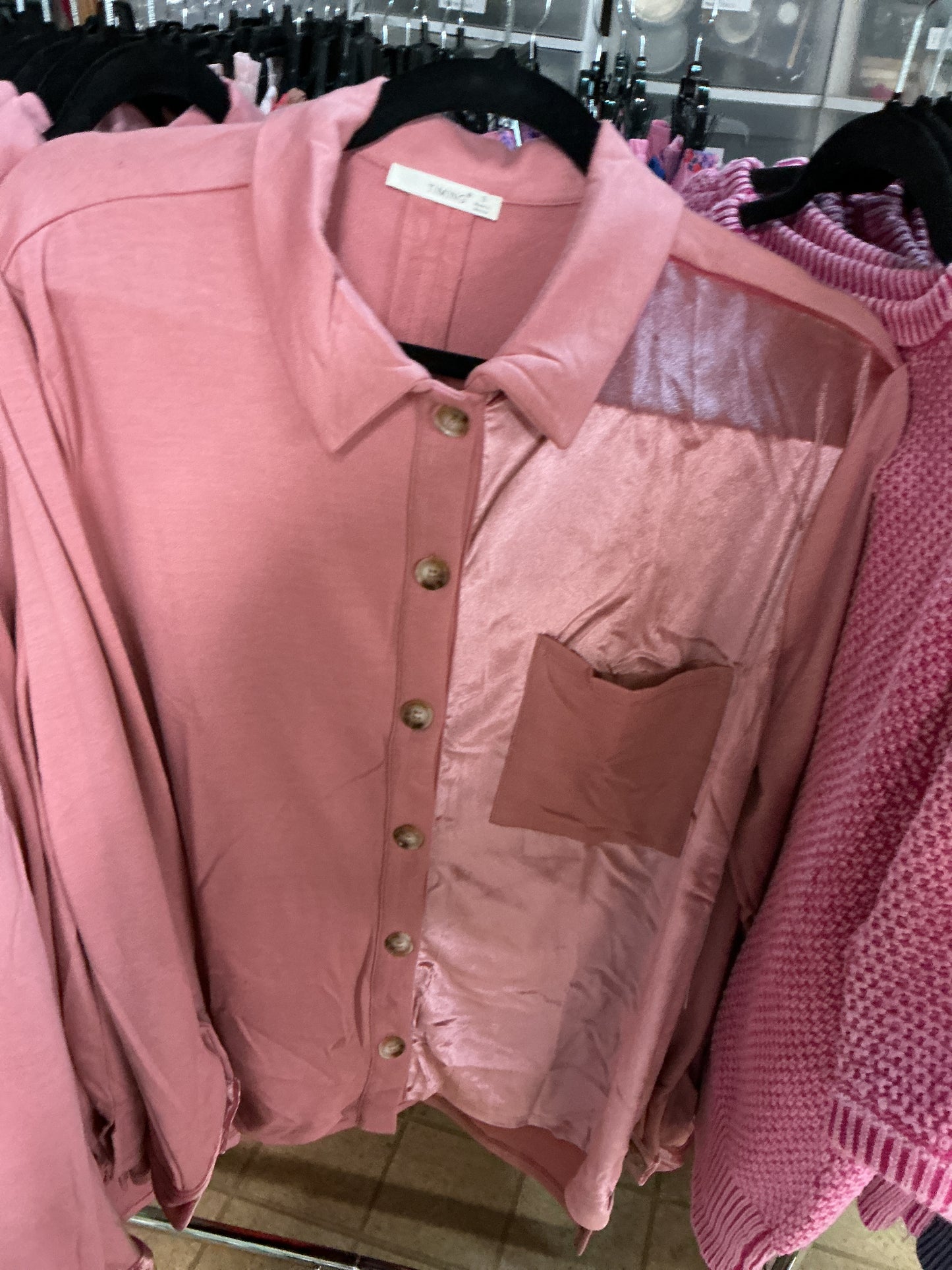 Contrast Satin Button Up
