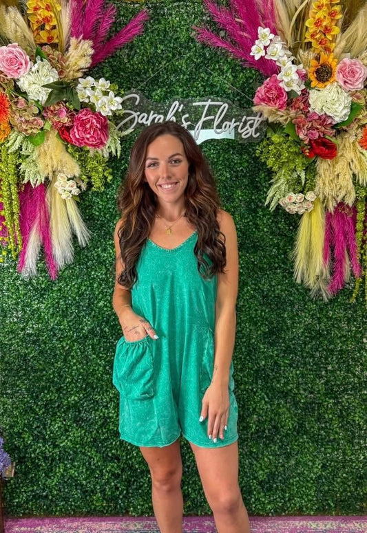 The Kelly Green Romper