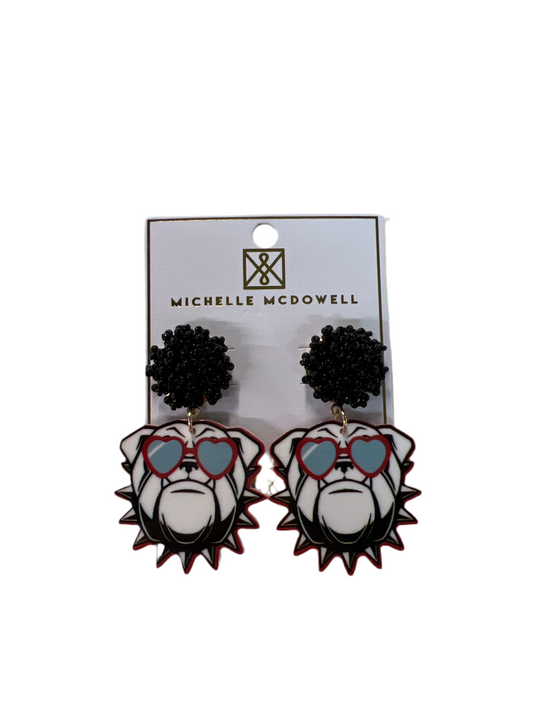 Red & Black Bulldog Love Earrings