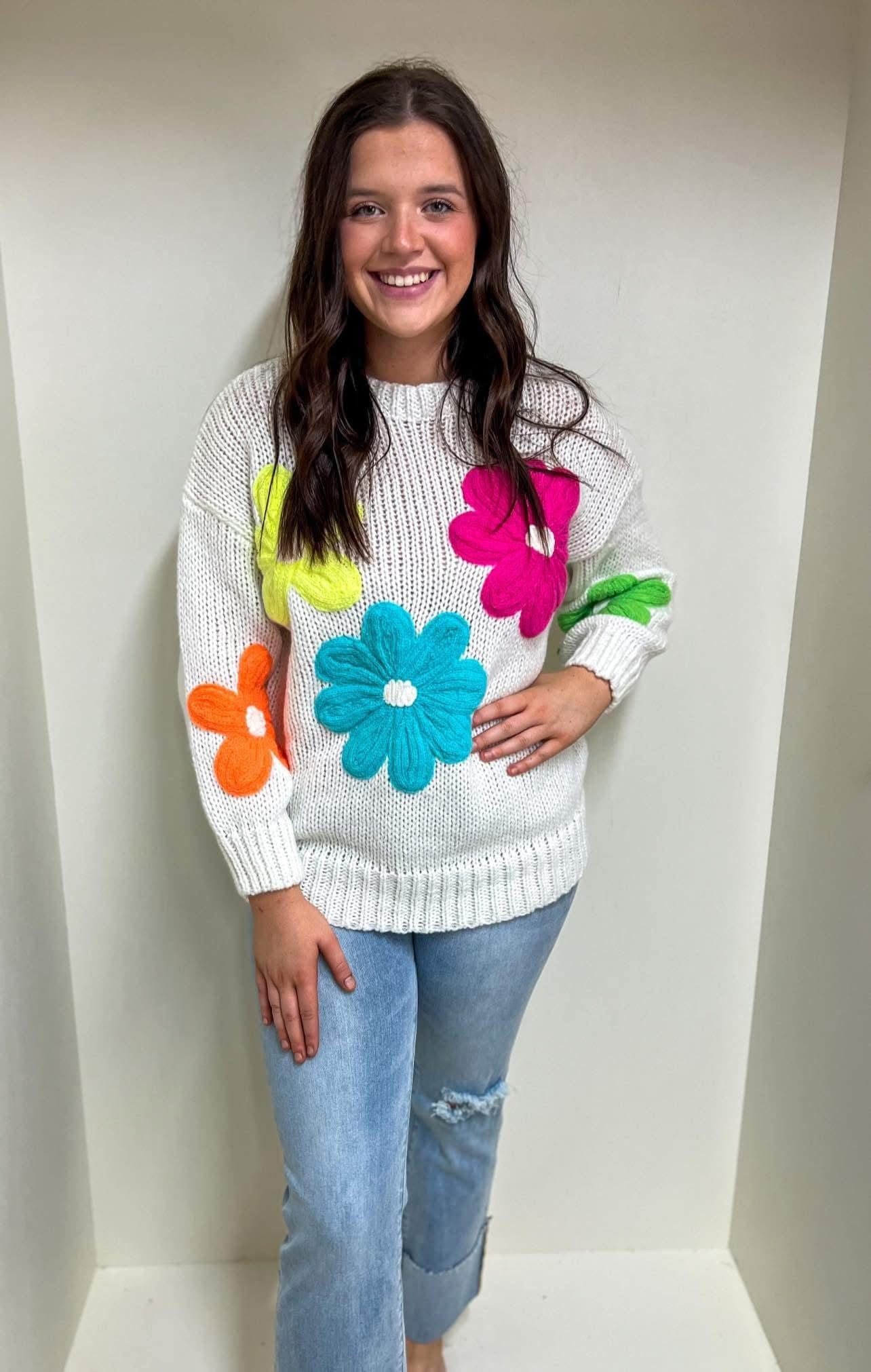 Power Puff Flower Sweater