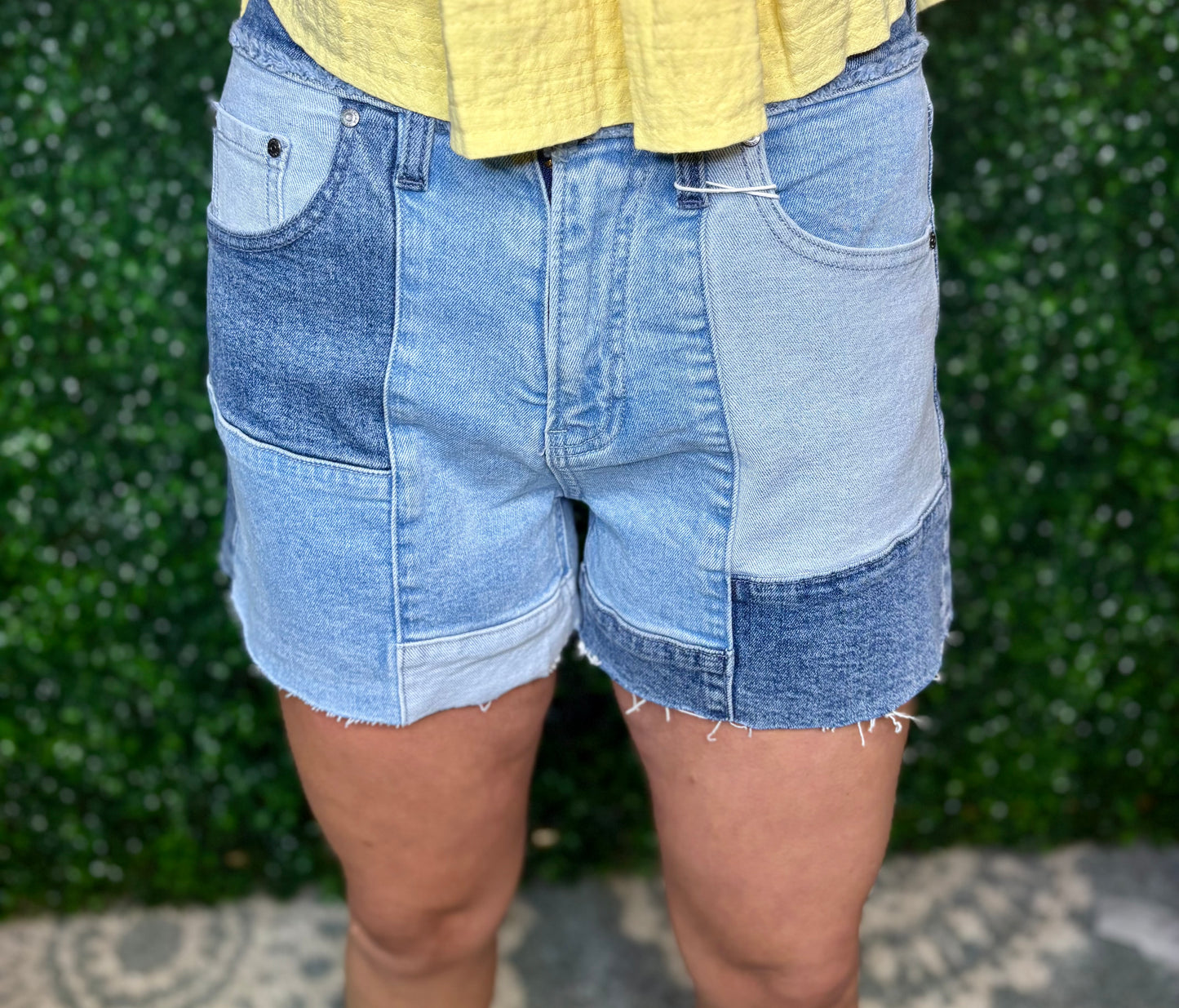 Patchwork Denim Shorts