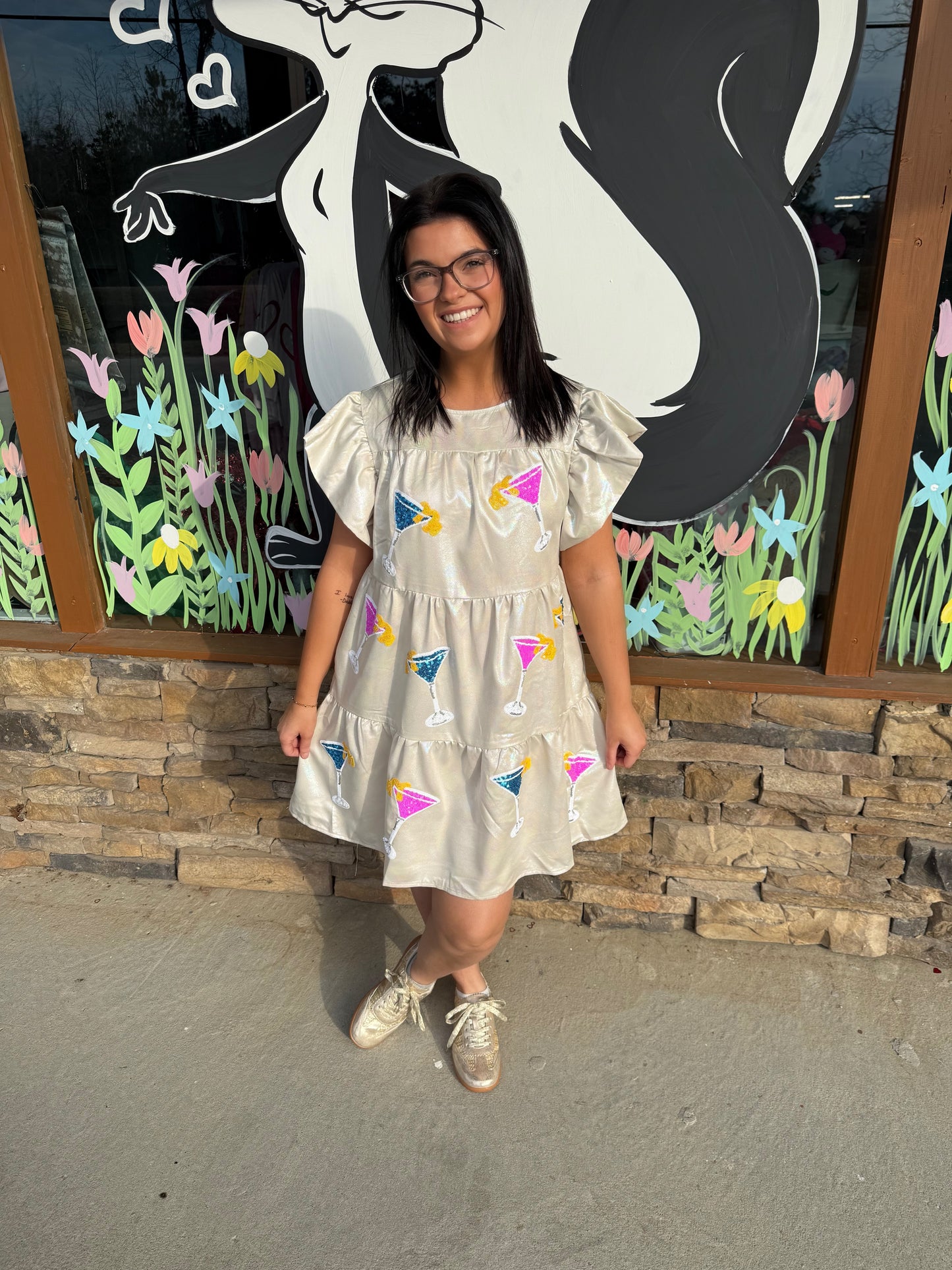 Martini Sequins Embroidery Iridescent Dress