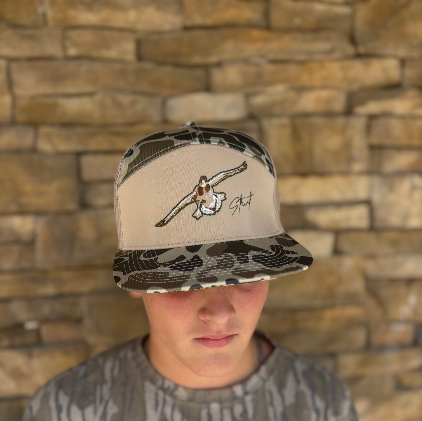 Flying in Embroidery | Camo Trucker Hat