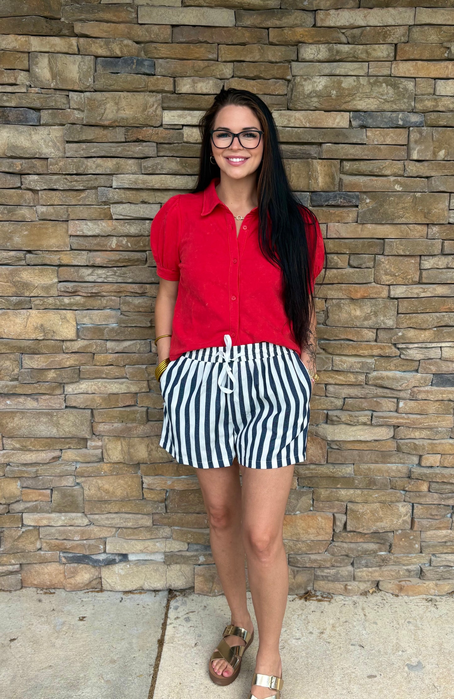 The Stripe & Twill Denim Shorts