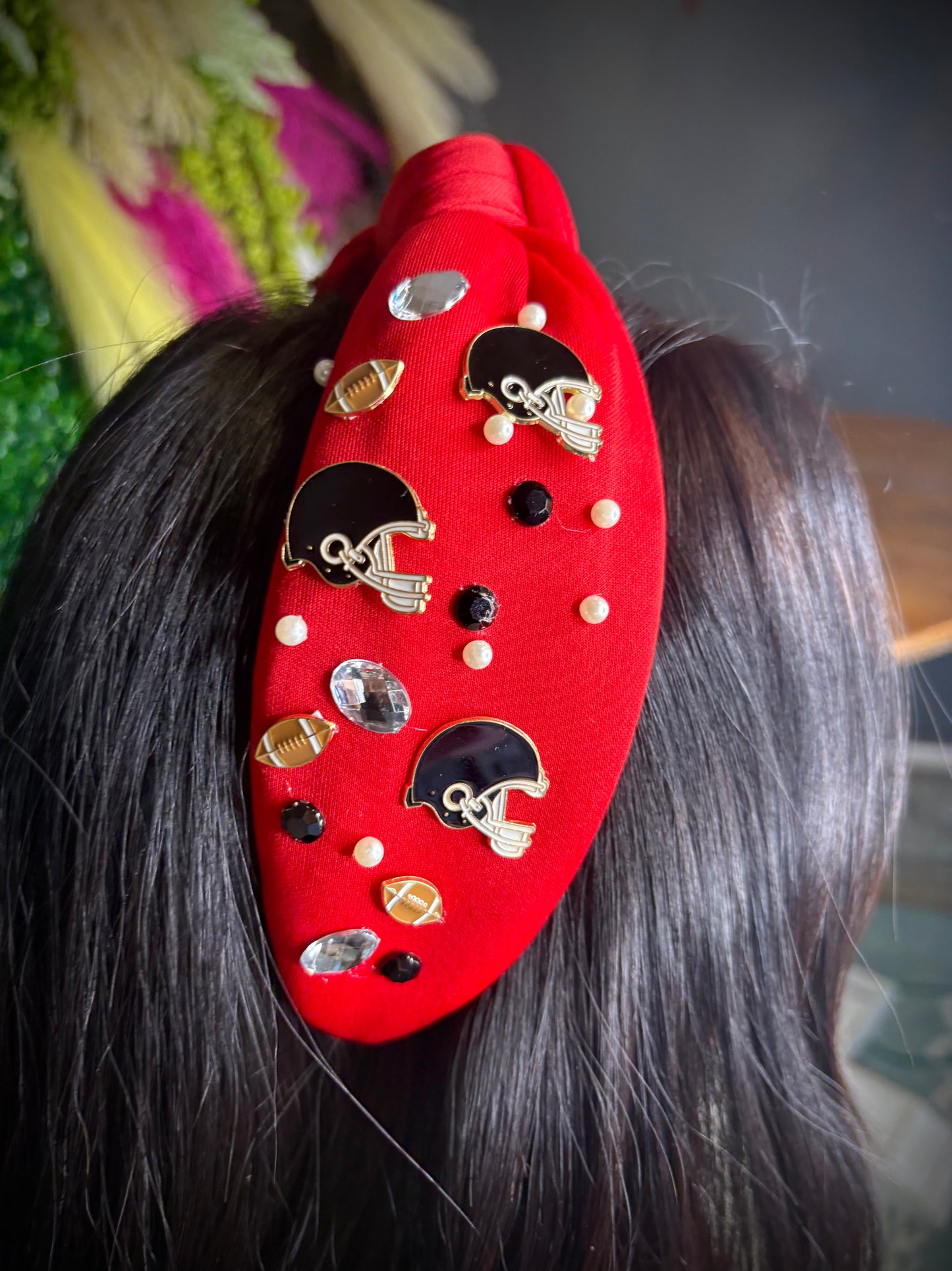 RED GAMEDAY BEADED HEADBAND