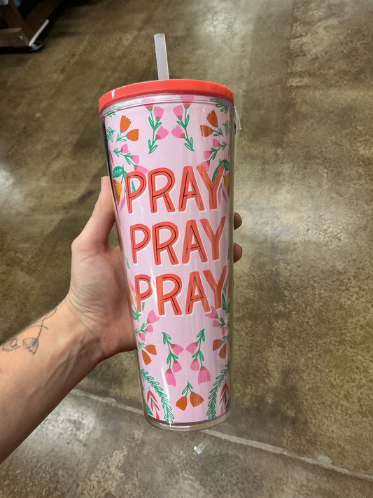 Pray Pray Pray Straw Tumbler | Mary Square