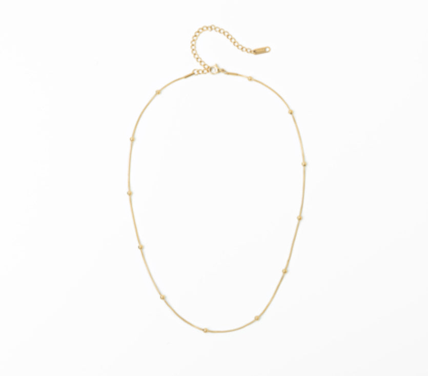Thin gold beaded necklace