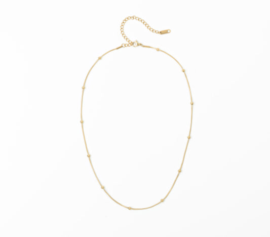 Thin gold beaded necklace