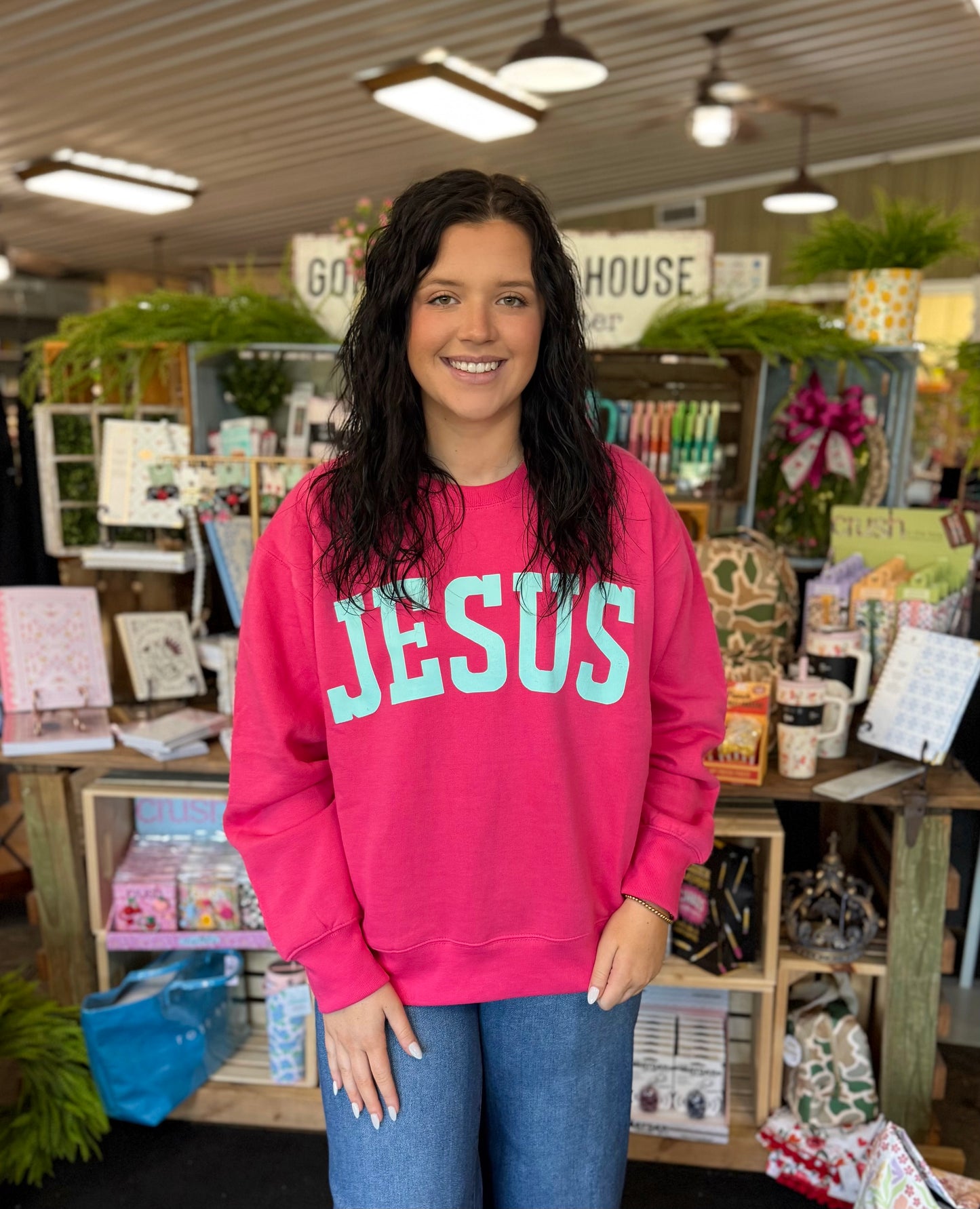 Hot Pink Jesus Sweatshirt