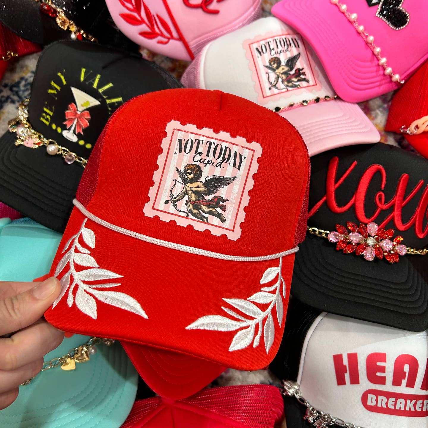 Not Today Cupid trucker hat