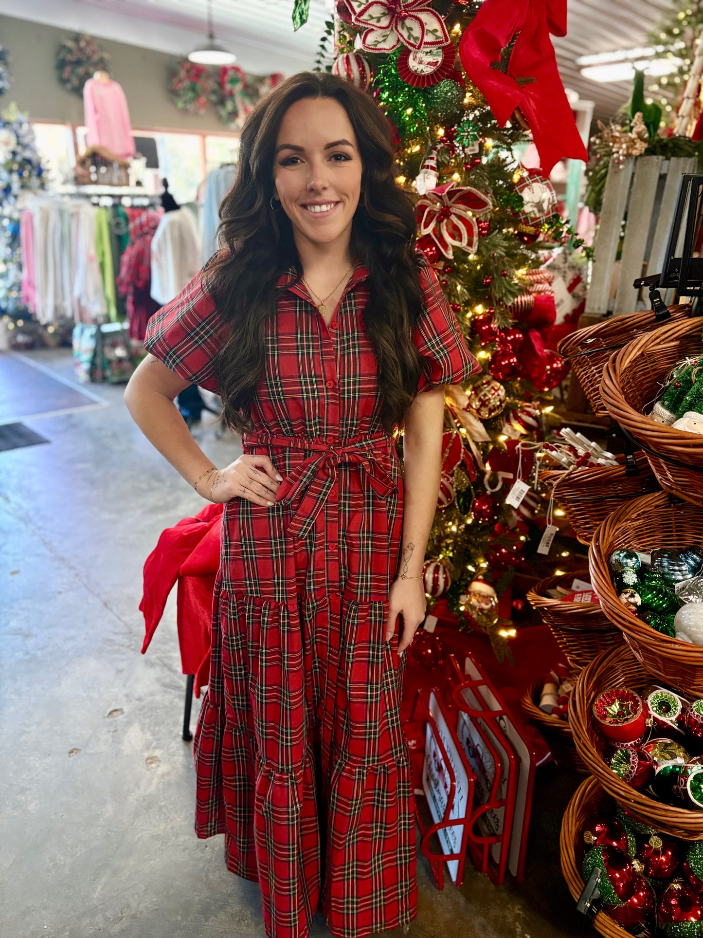 Holiday Plaid Maxi Dress