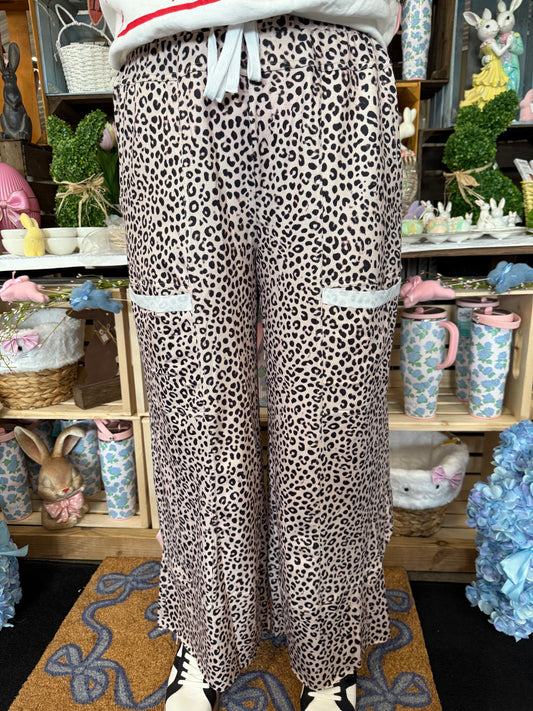 The Leopard Terry Knot Wide Leg Pants