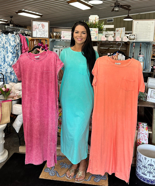 Cotton Wash Midi T-shirt dress