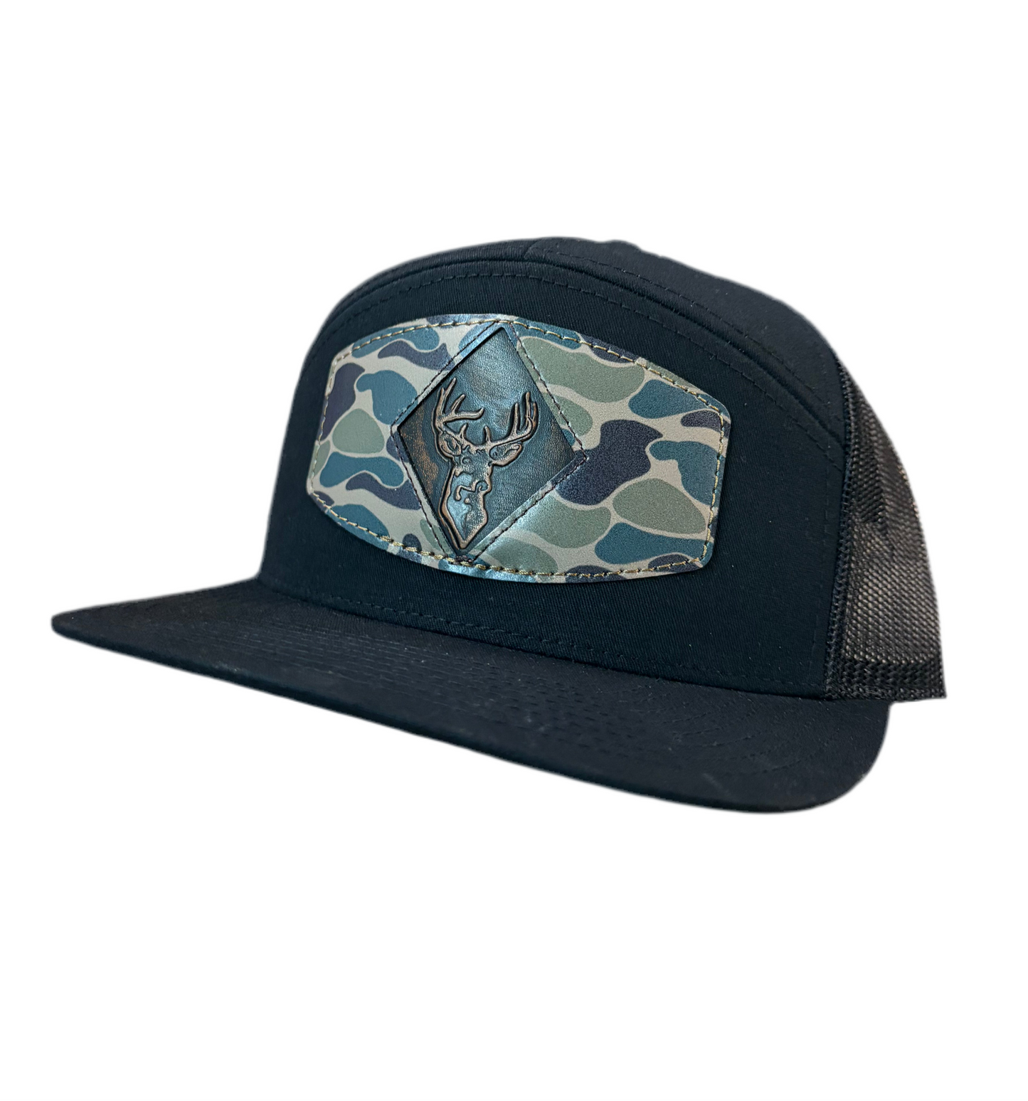 Buck Camo Patch | Black/Black | 7 Panel