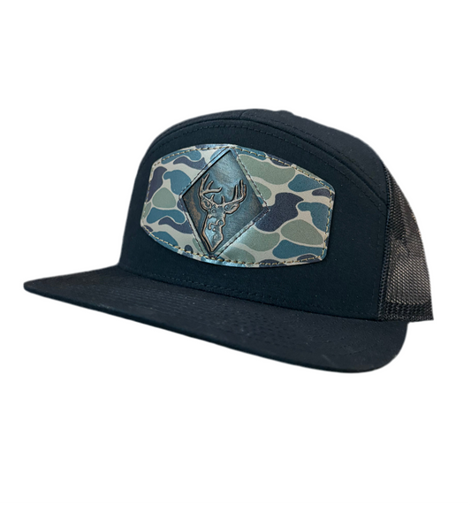 Buck Camo Patch | Black/Black | 7 Panel