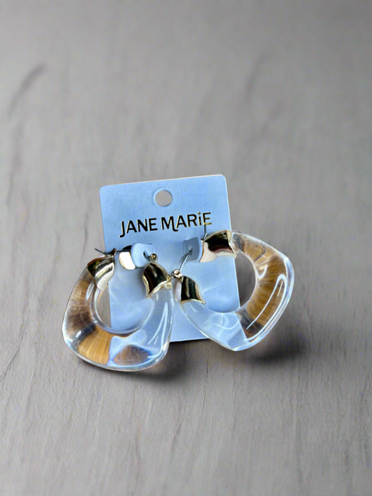 Gold Clear Wide Hoop Earrings