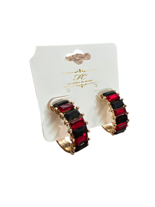 Red & Black Jewel Hoops
