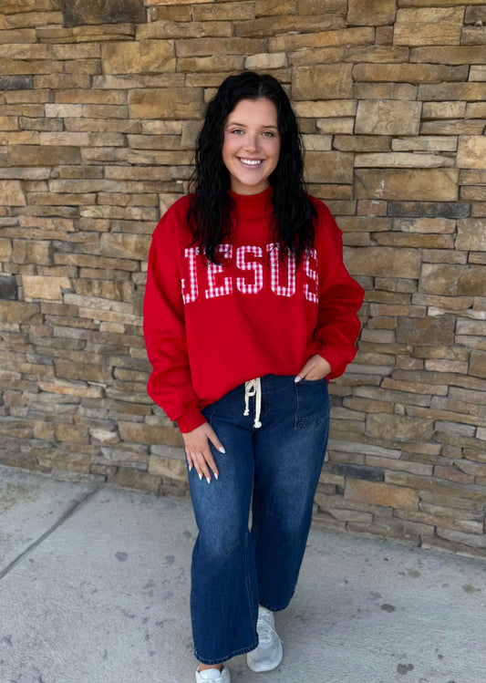 Gingham Jesus Mockneck
