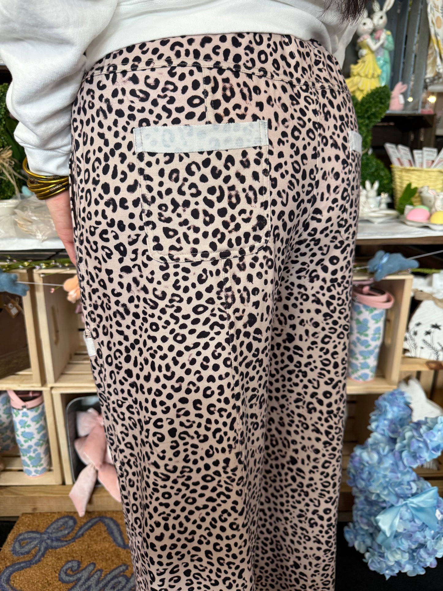 The Leopard Terry Knot Wide Leg Pants