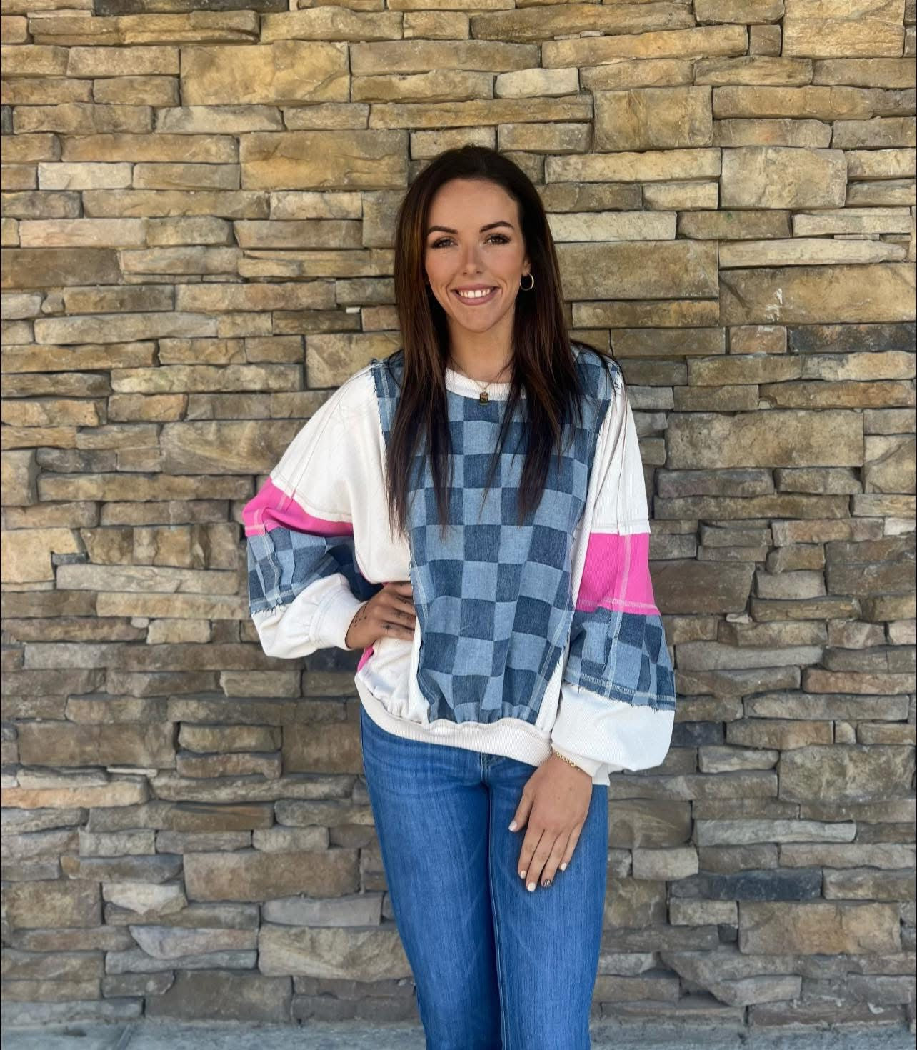 Jean Checkered Sweatshirt