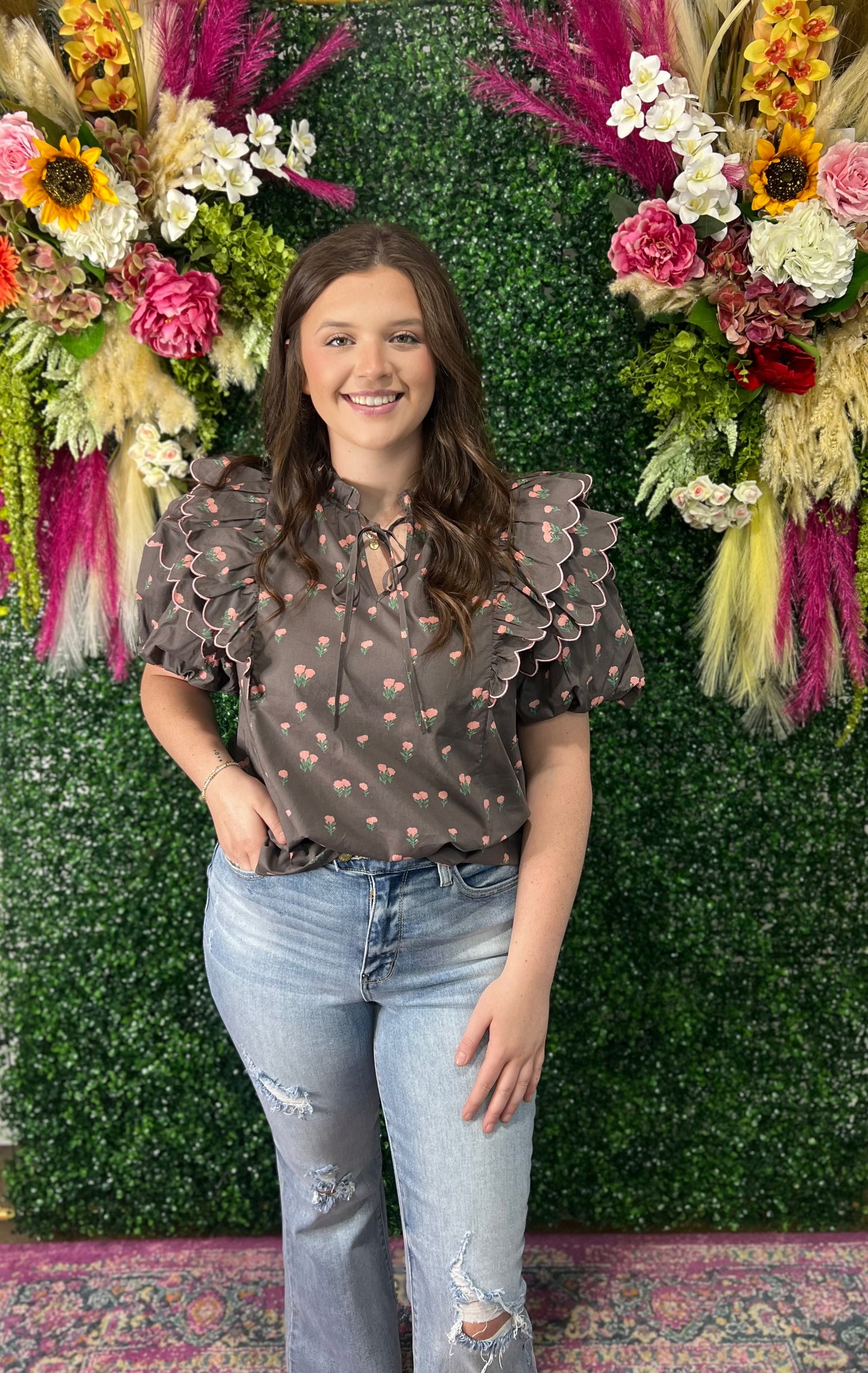 Blushing hydrangea blouse