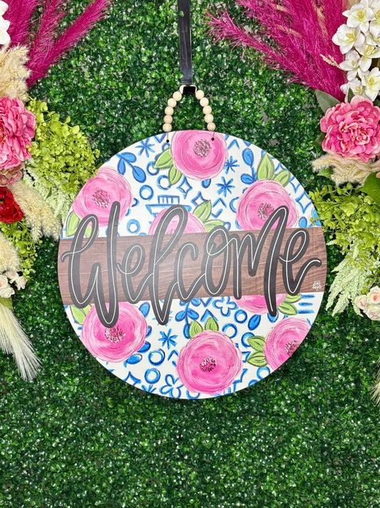 DK Designs Floral Welcome door Hanger