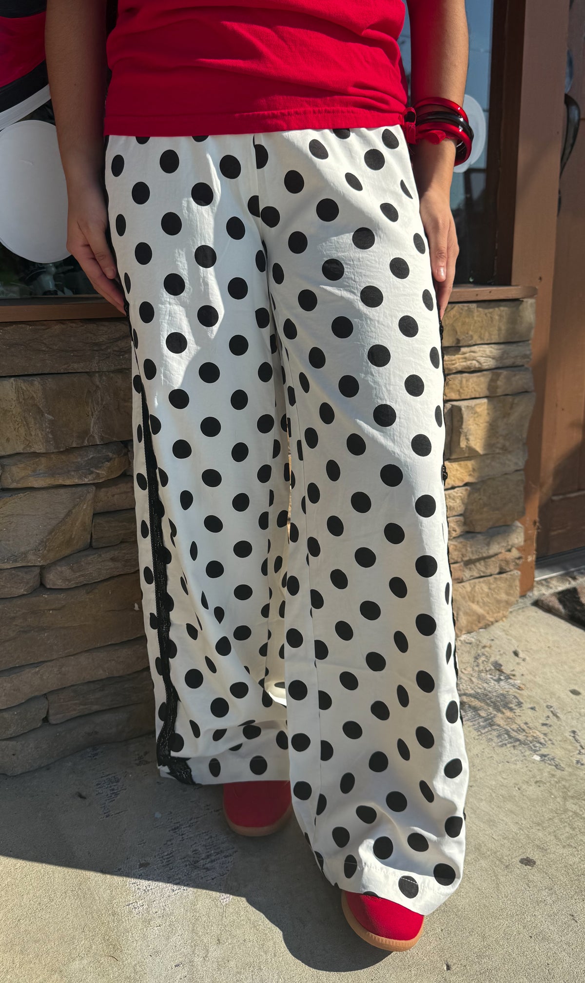 Black and White Polkadot Pants