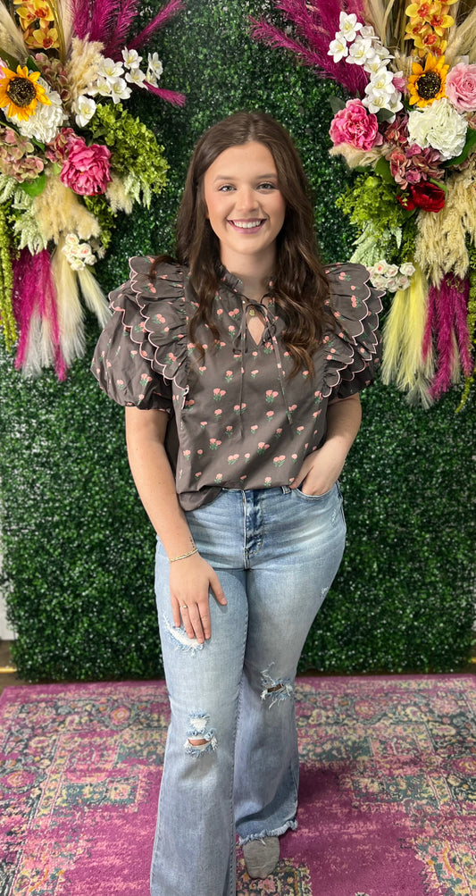 Blushing hydrangea blouse
