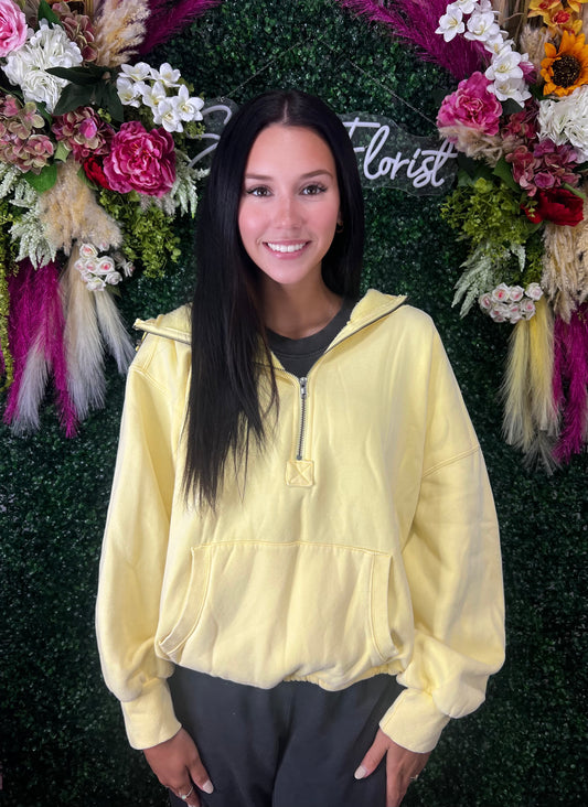 Butter yellow half zip hoodie