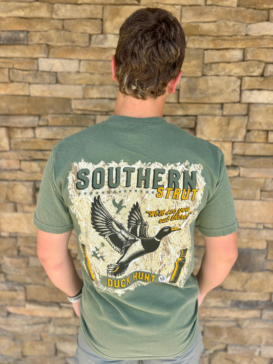 Duck Hunt Label T-Shirt | Moss