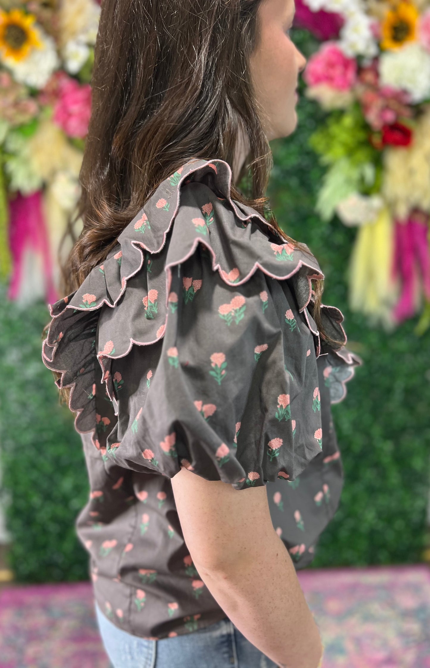 Blushing hydrangea blouse