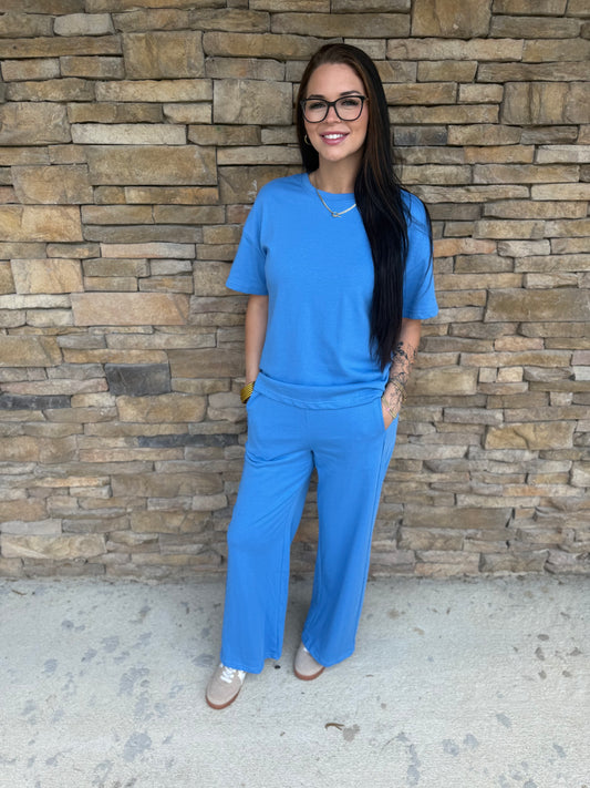Blue Oversized Tee Set