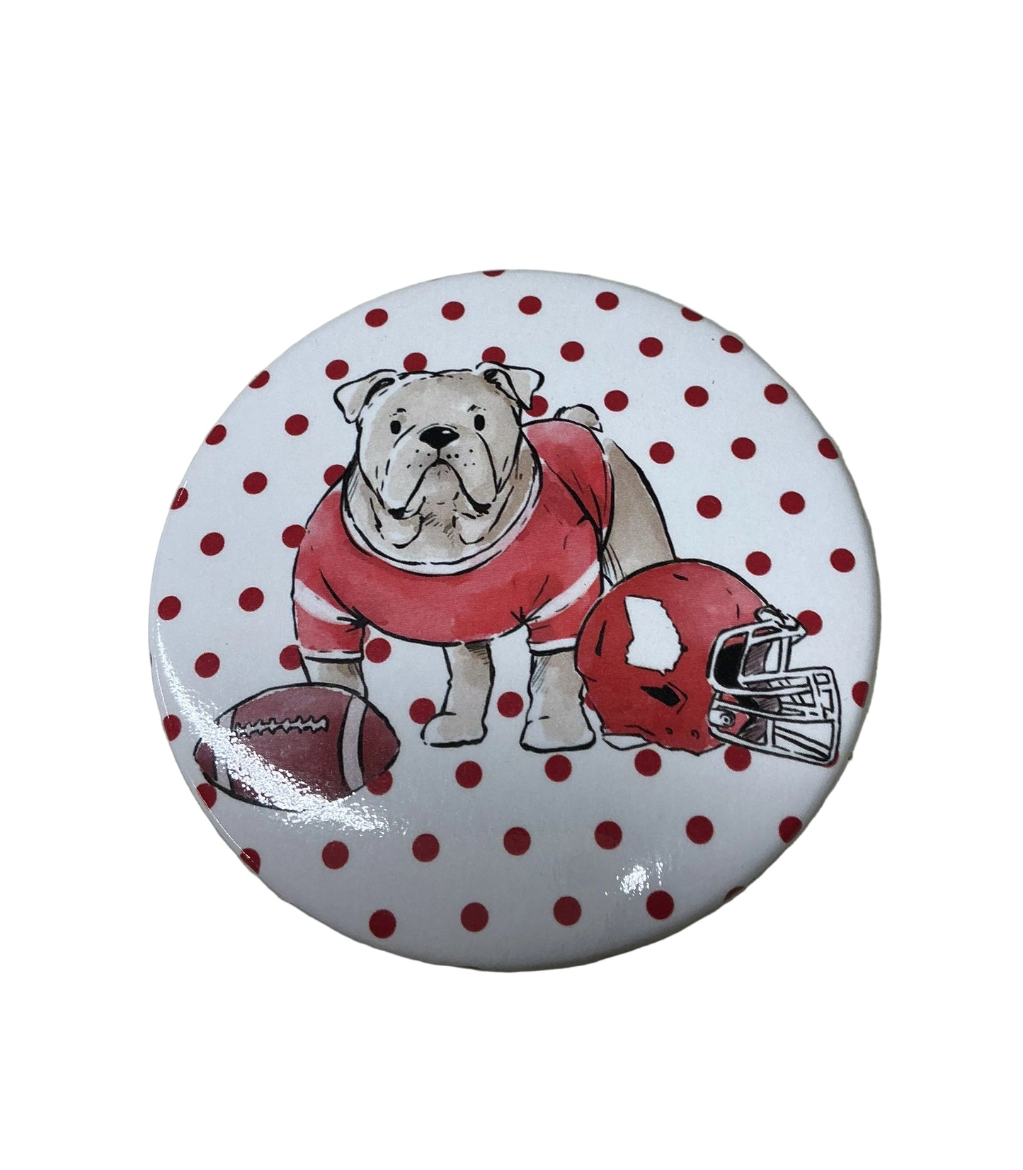Bulldog Polka Dot Button Pin