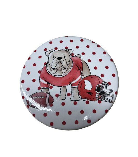 Bulldog Polka Dot Button Pin