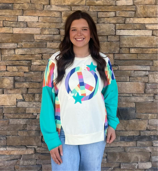 Striped peace sign sweatshirt