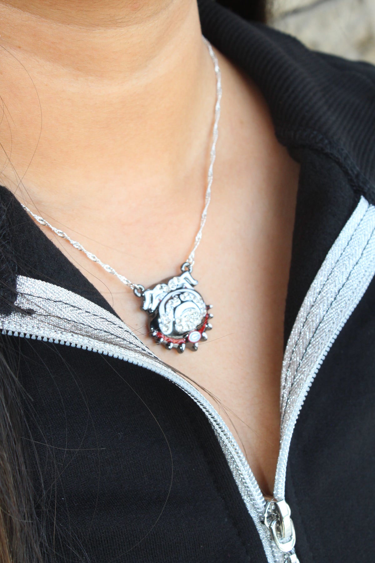 Georgia Crystal Bulldog Necklace
