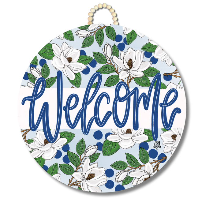 DK Designs Welcome w/ Magnolias Door-hanger