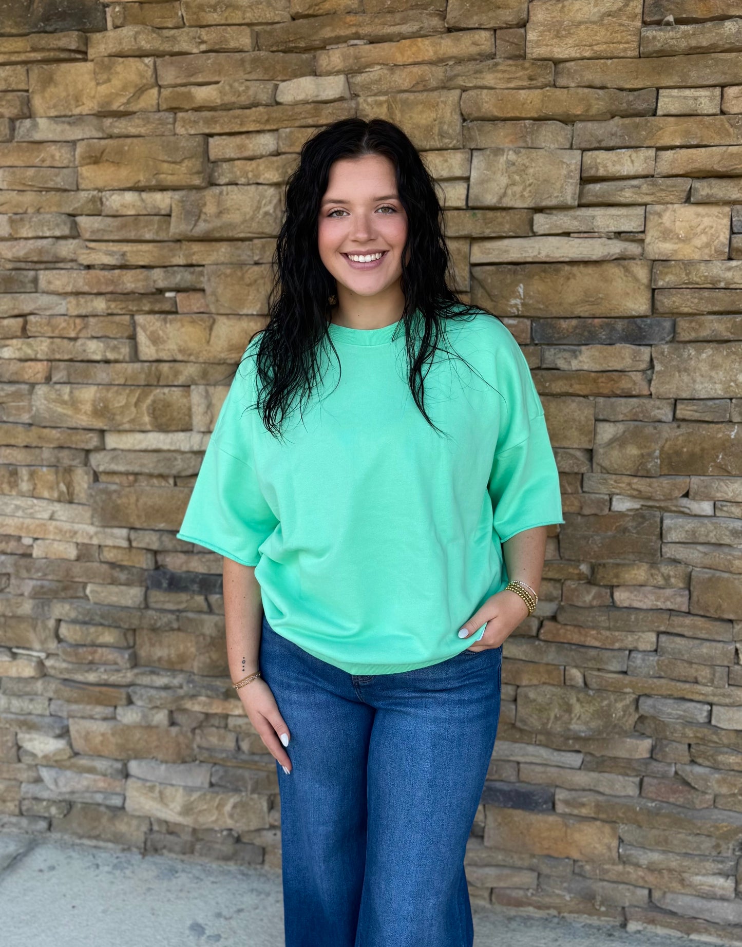 Lulu Mac Terry Cloth Seafoam Top