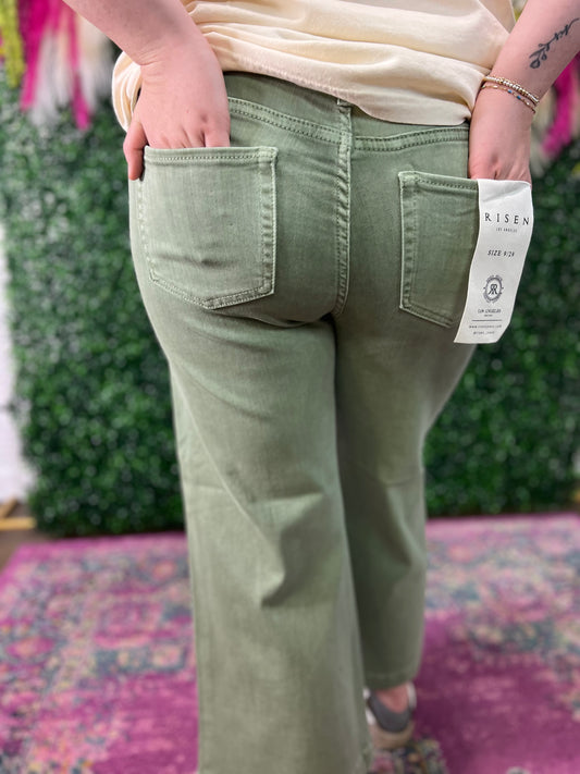 Olive cropped jeans
