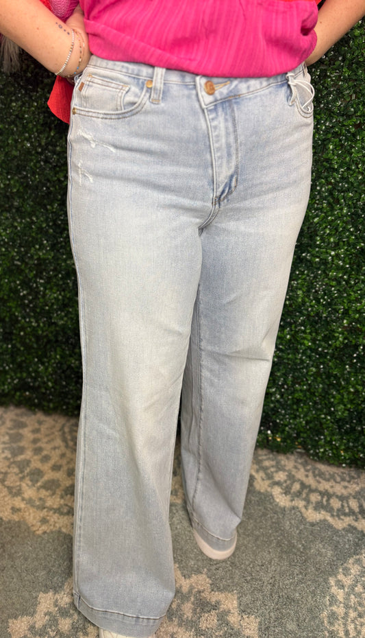 Retro wide criss-cross mild destroy Jean